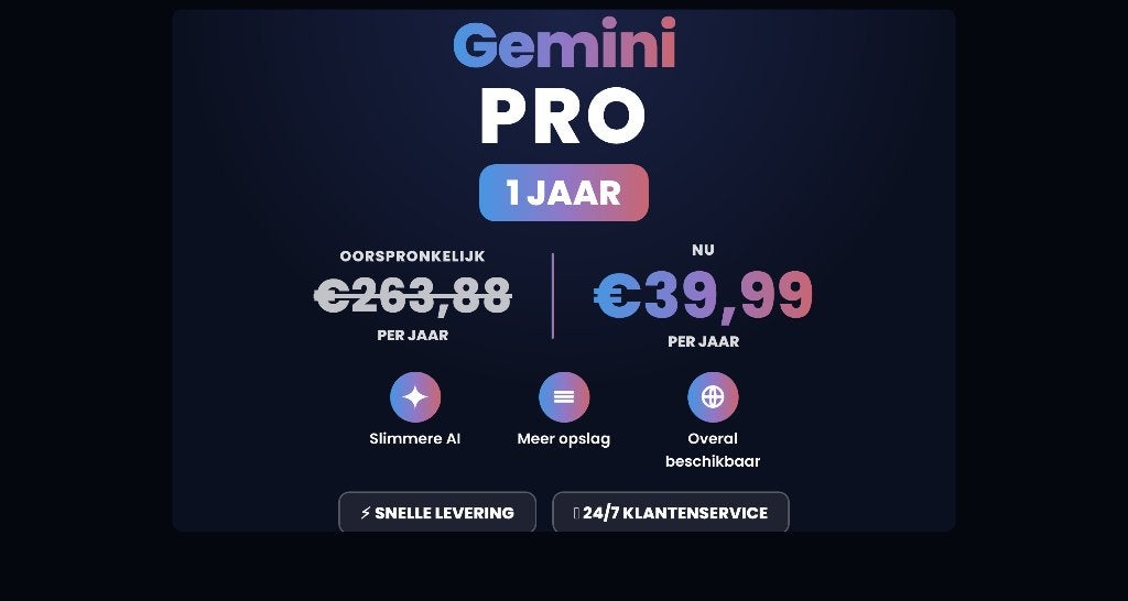 KORTING: Gemini Pro - Google AI Pro, Tickets en Kaartjes, Drie personen of meer, Kortingsbon, Overige typen