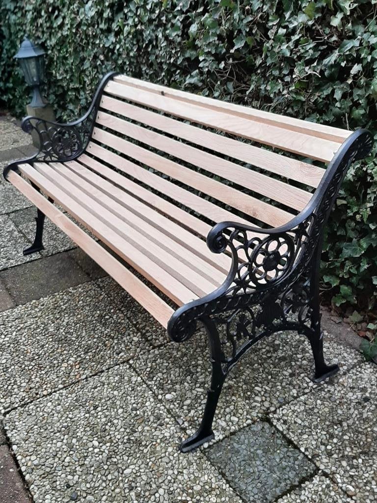 Nieuwe Tuinbank / Parkbank van Gietijzer en Eikenhout, Ophalen of Verzenden, Nieuw, Hout