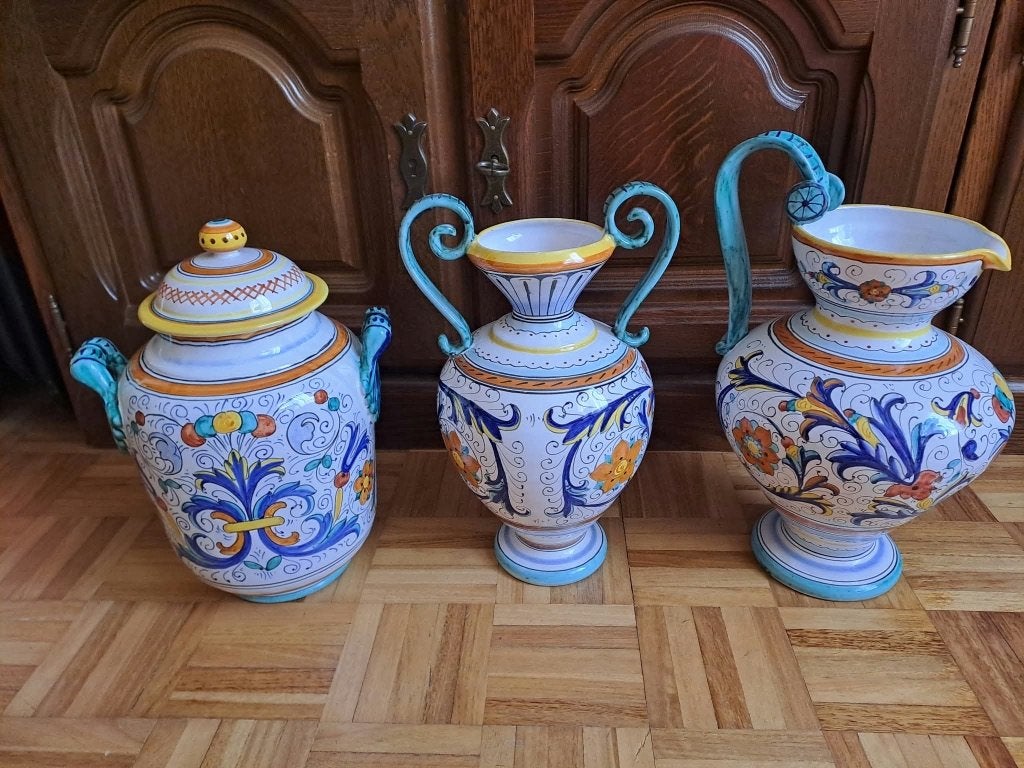 Handgeschilderde Italiaanse maiolica/keramiek uit Deruta, Antiek en Kunst, Ophalen