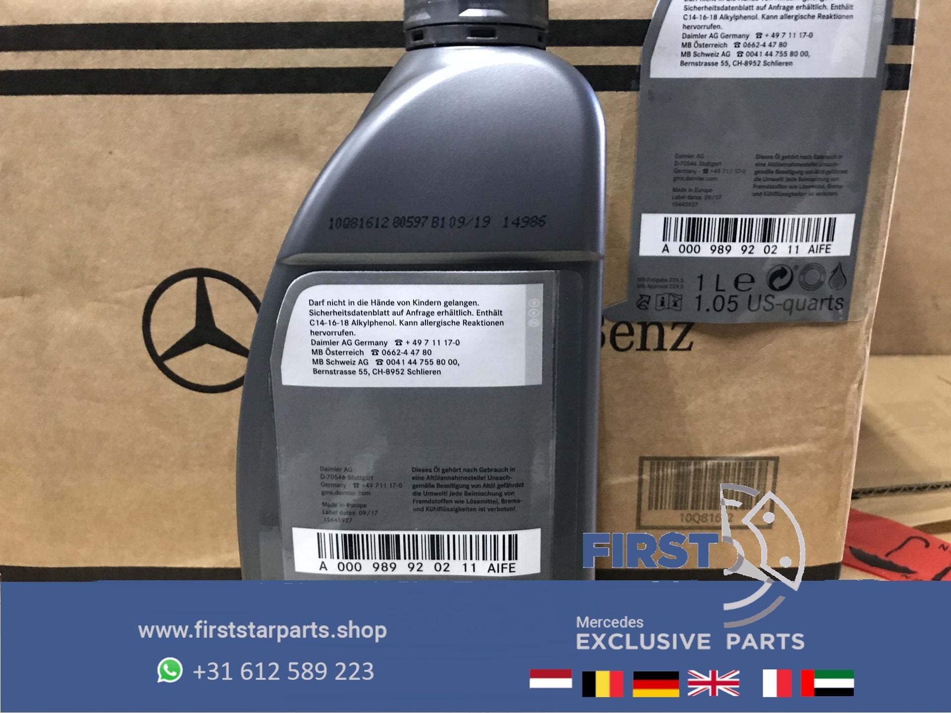 A000989920211 MERCEDES 1L MOTOROLIE ORIGINELE MOTOR OLIE 200, Enlèvement ou Envoi, -, -, -