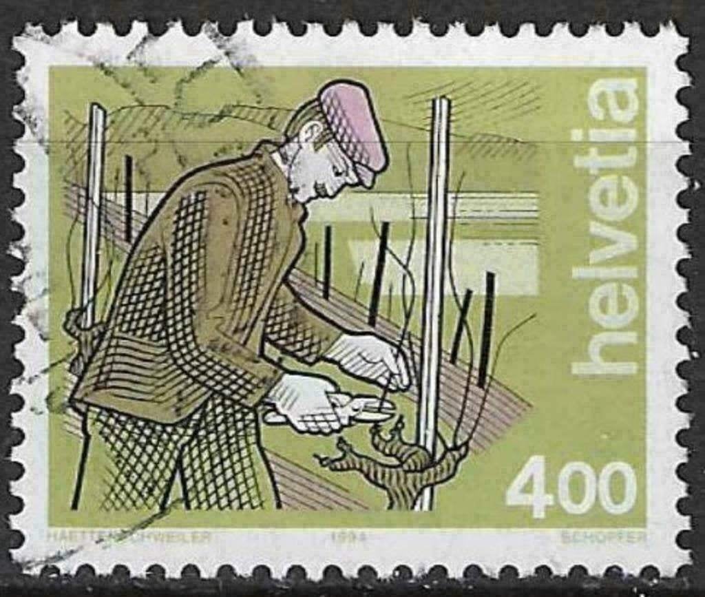 Zwitserland 1994 - Yvert 1444 - De Wijnbouwer (ST), Verzenden, Gestempeld