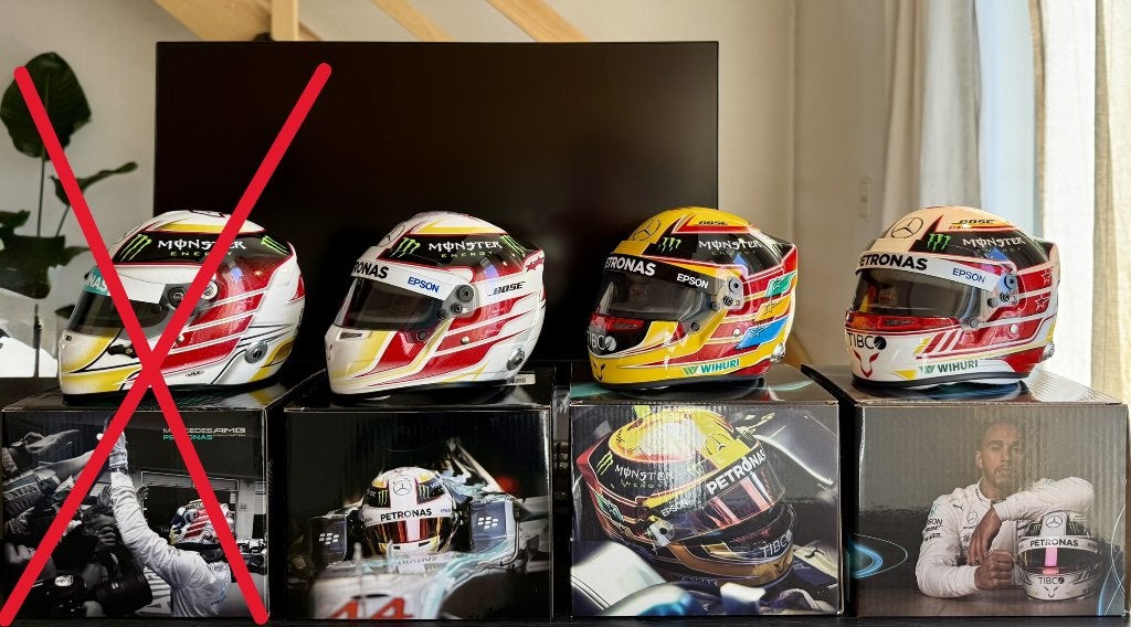 Lewis Hamilton 1:2 WC Helmet Collection 2015 2017 2018, Ophalen of Verzenden, Zo goed als nieuw, Formule 1