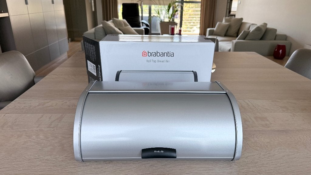 Brabantia Broodtrommel met Schuifdeksel, Huis en Inrichting, Zilver, Ophalen of Verzenden, Zo goed als nieuw, Metaal