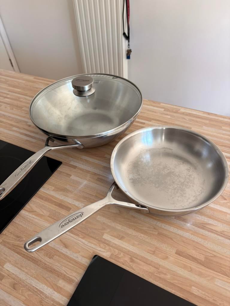 Demeyere braadpan + wok en deksel, Ophalen, Zo goed als nieuw, Wok