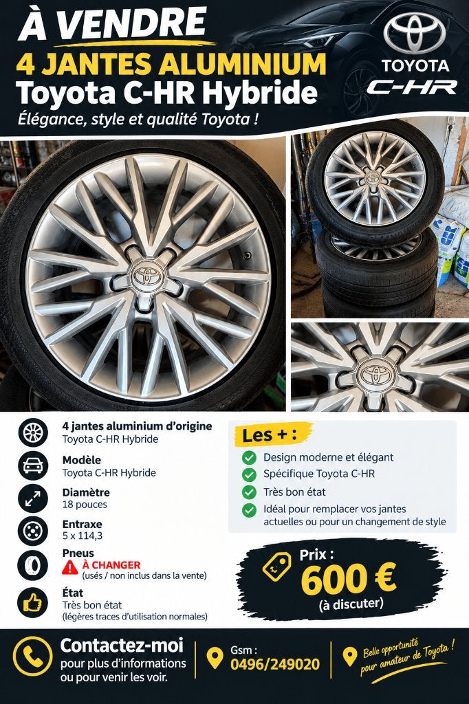 Jantes Toyota, Enlèvement, Comme neuf