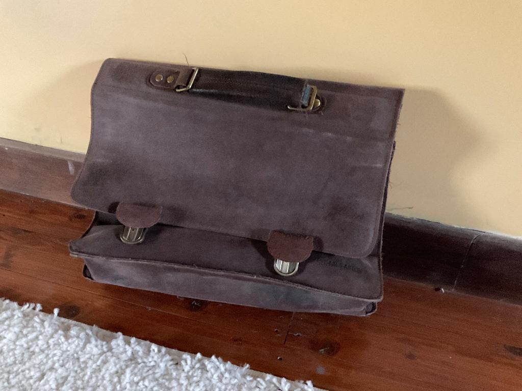 Lederen vintage boekentas, Handtassen en Accessoires, Tassen | Schooltassen, Ophalen, Zo goed als nieuw, Leer