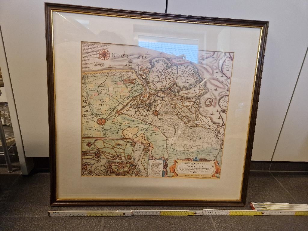 Kader met oude kaart van 't vrije, deel van vlaanderen, Boeken, Ophalen