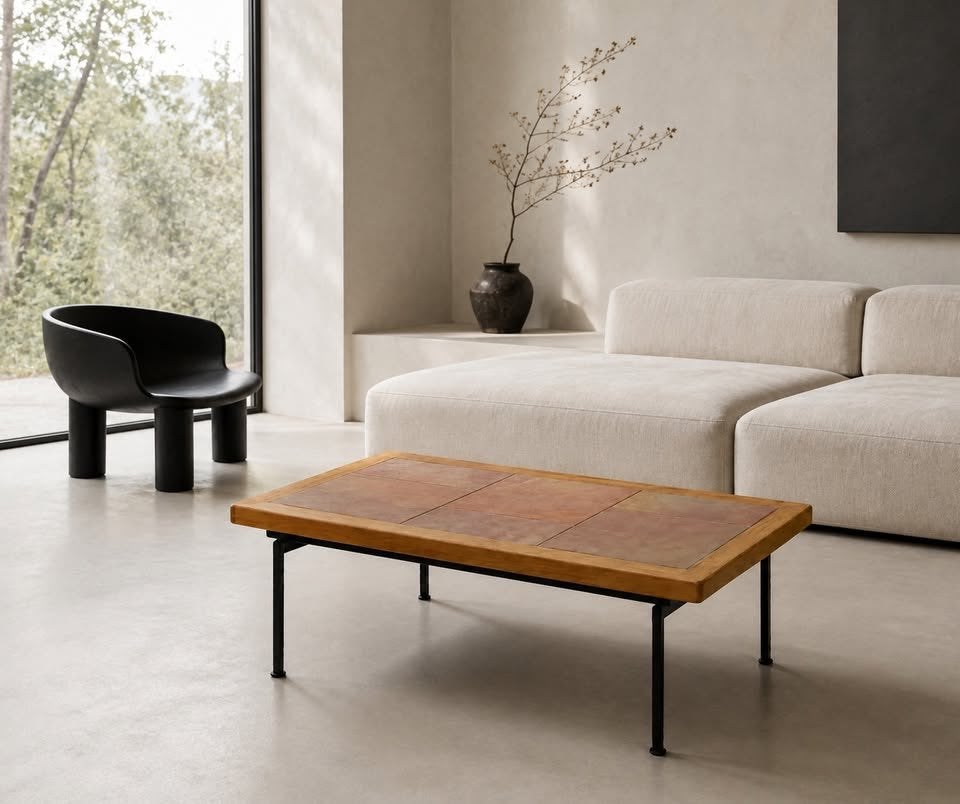 Vintage salontafel - Strakke tegeltafel - Mcm Coffee Table, Huis en Inrichting, Tafels | Salontafels, Ophalen, Zo goed als nieuw