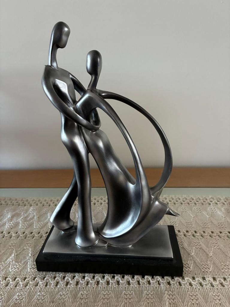 Modern abstract design beeld dansend koppel zilver, Antiquités & Art, Art | Sculptures & Bois, Statue, Abstrait, Argent, Enlèvement