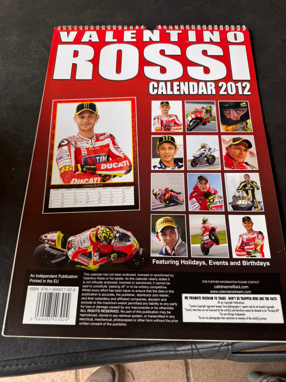 Calendrier Valentino Rossi 2012, Enlèvement ou Envoi, Utilisé