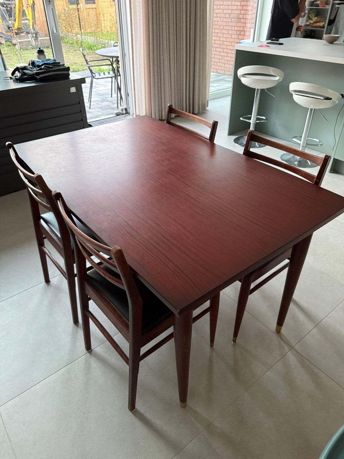 Tafel + 4 stoelen, Ophalen, Gebruikt, Retro, 4 tot 6 stoelen