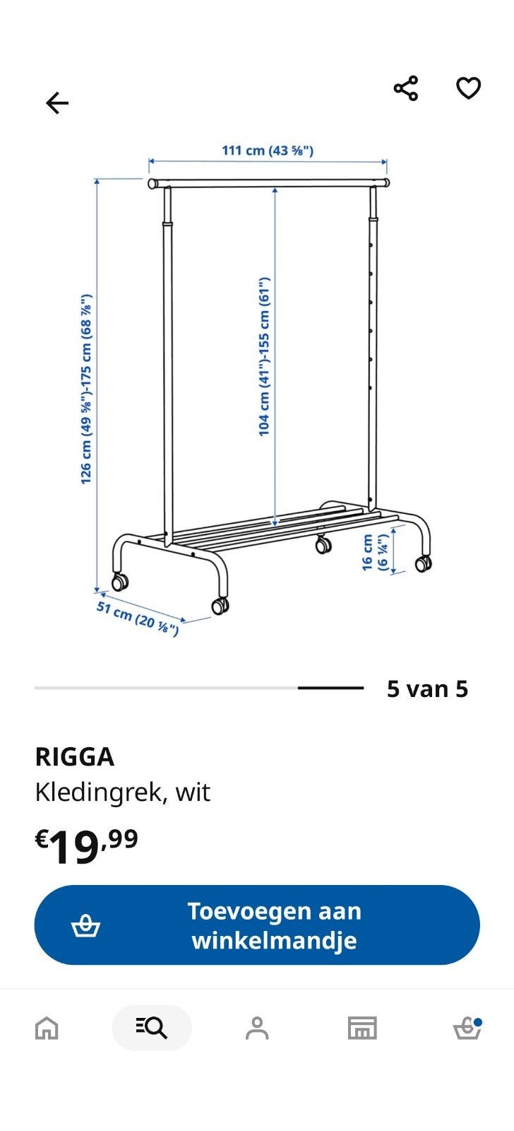 Rigga kledingrek Ikea grijs, Kleding | Dames, Ophalen, Met wielen, Gebruikt