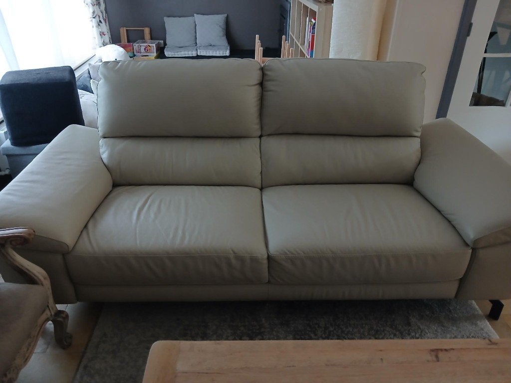 Canapé cuir, Maison & Meubles, 200 à 250 cm, Banc droit, Comme neuf, Enlèvement