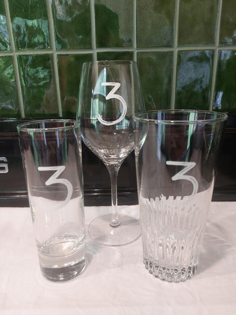 3x 3 Fonteinen glazen, Enlèvement ou Envoi