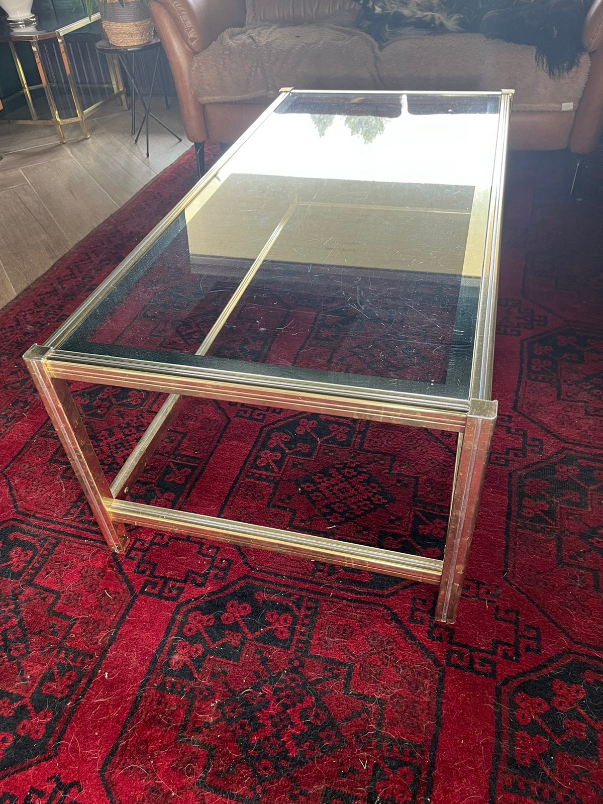 Vintage glazen salontafel, Ophalen, Zo goed als nieuw, Glas
