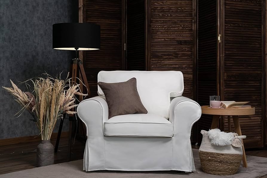 Ektorp Fauteuil wit, Maison & Meubles, 75 à 100 cm, Bois, Comme neuf, Enlèvement