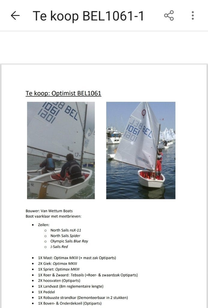 Optimist, Watersport en Boten, Ophalen, Polyester, Optimist, Van Wettum