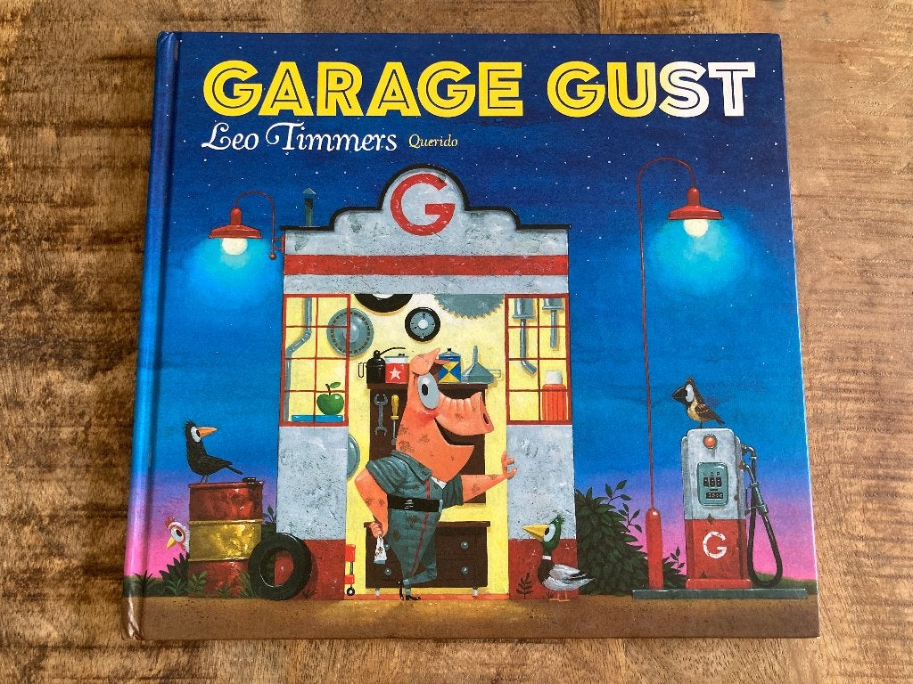 Prentenboek 'Garage Gust' - Leo Timmers - Querido, Ophalen of Verzenden, Gelezen, Leo Timmers