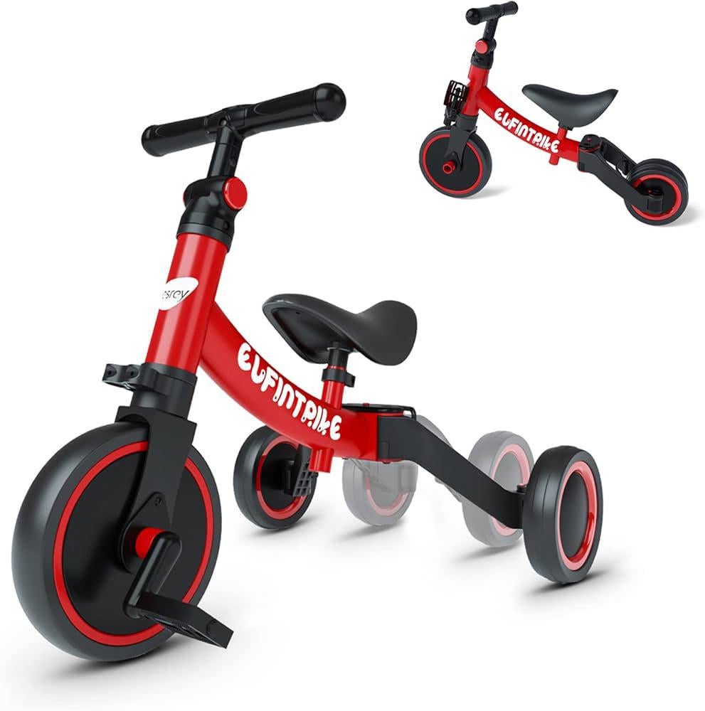 5-1 Kinder Loopfiets Driewieler Rood/Zwart NIEUW kinderfiets, Fietsen en Brommers, Ophalen of Verzenden, Nieuw, Verstelbare zitting