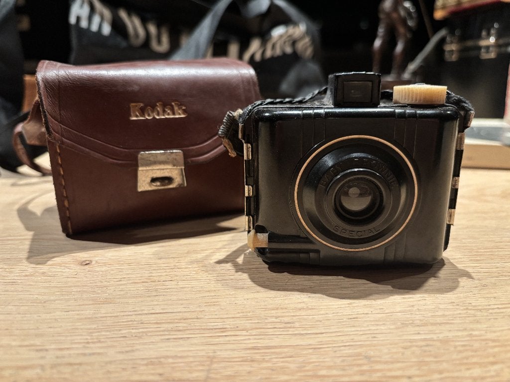 Kodak Baby Brownie Special vintage camera + tas, TV, Hi-fi & Vidéo, Enlèvement ou Envoi, Utilisé, Compact, Kodak