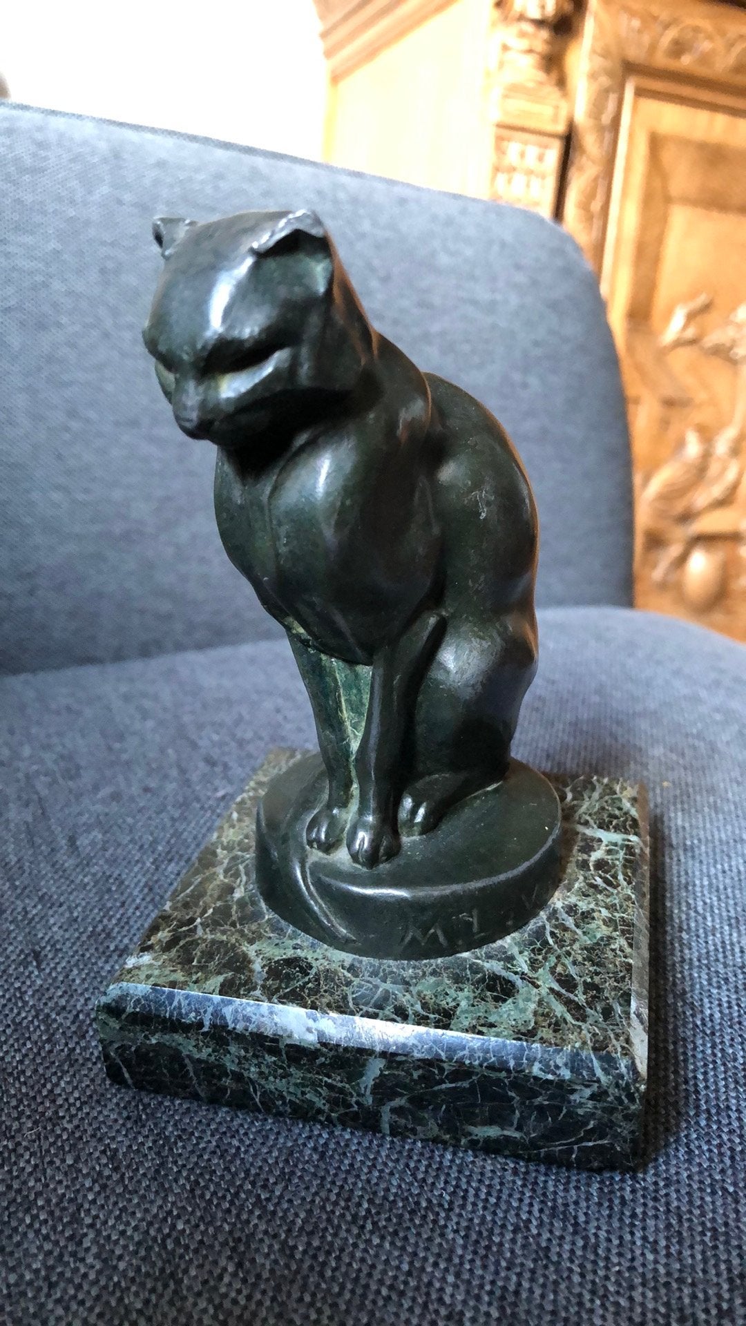 Sculpture chat Max Le Verrier, Mammifère, Statue, Enlèvement ou Envoi, Moins de 20 cm