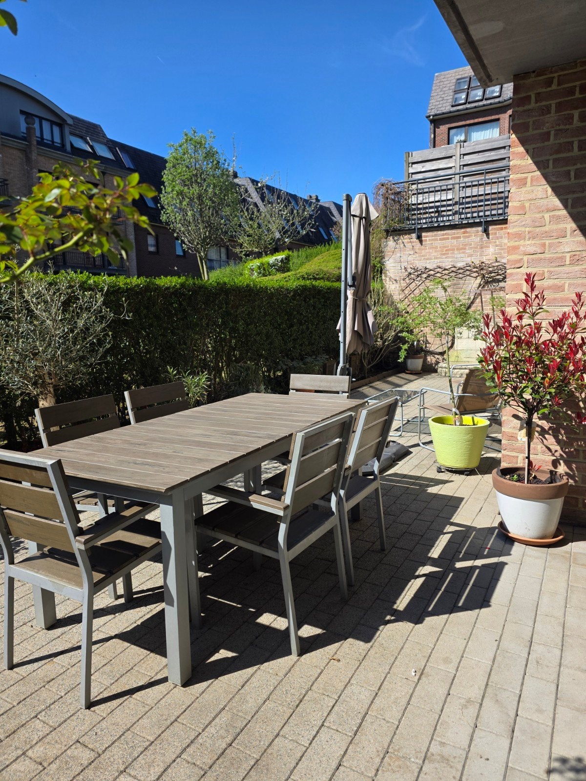 Table jardin en bois composite 180 cm x 90 cm avec 10 chaise, Jardin & Terrasse, Enlèvement, Bois, Chaise