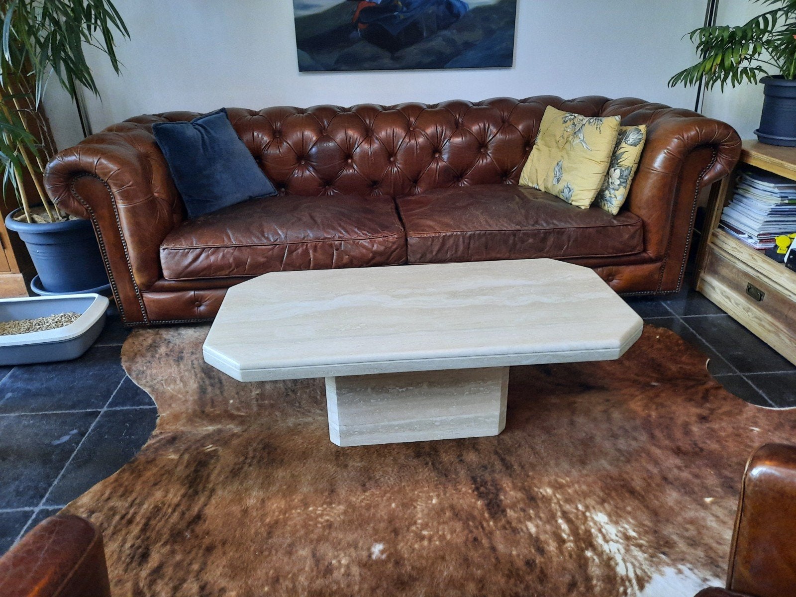 table basse en travertin, Enlèvement, Comme neuf