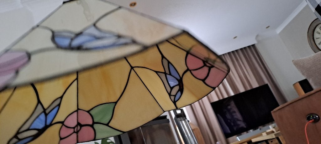 Vintage hanglamp tiffany stijl, Keramiek, Zo goed als nieuw, Tiffany, E27 (groot)