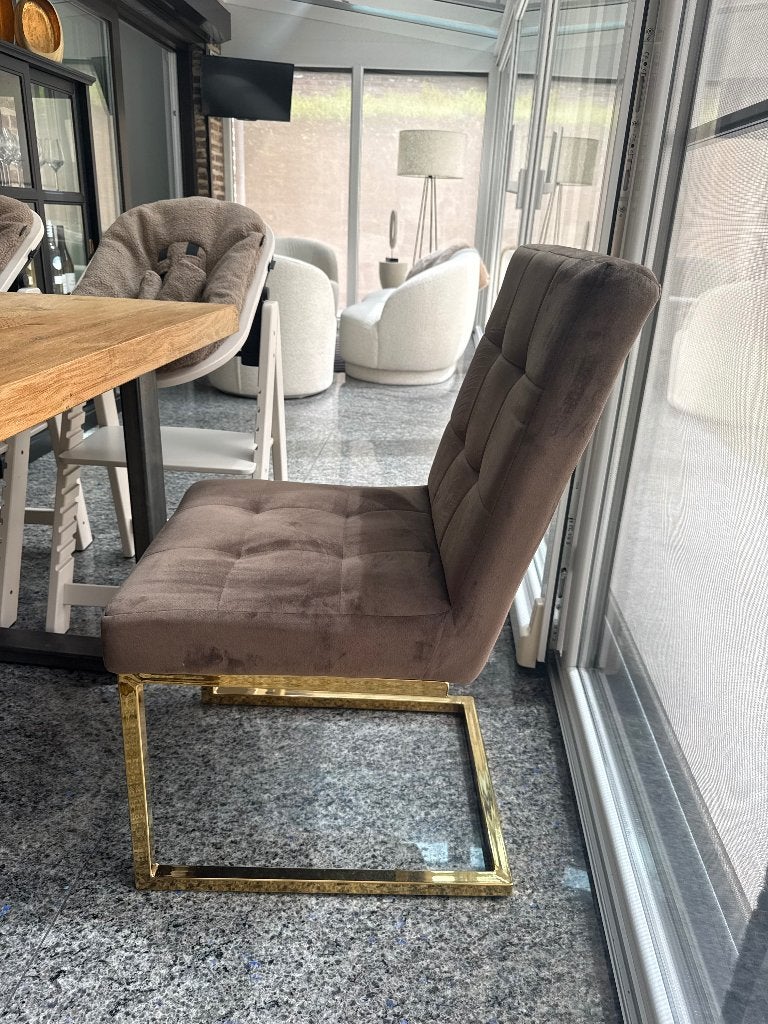 Eettafel stoelen, Huis en Inrichting, Stoelen, Ophalen, Bruin, Zo goed als nieuw, Stof
