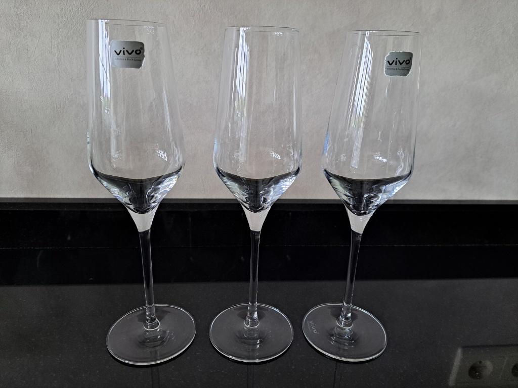 3 champagneglazen Vivo Villeroy & Boch, Huis en Inrichting, Keuken | Servies, Ophalen, Zo goed als nieuw, Glas, Glas of Glazen