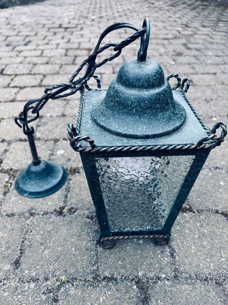 Sfeervolle metalen lantaarnlamp (hanglamp), Antiek en Kunst, Ophalen