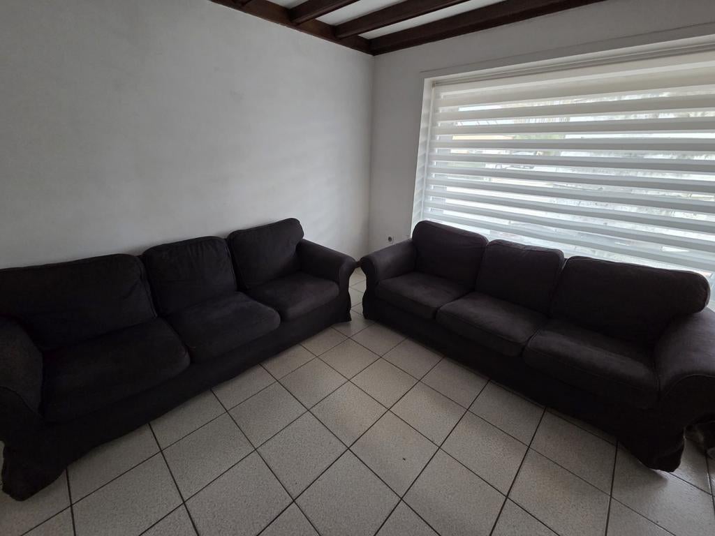 2x IKEA EKTORP 3-zitsbank - Hillared antraciet - Goede staat, Enlèvement, Utilisé, Tissus, Klassiek/landelijk