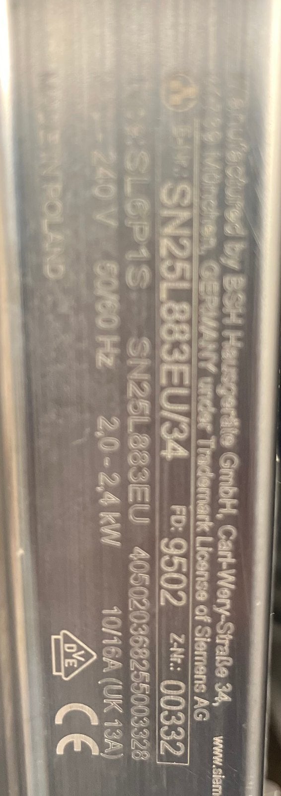 Lave vaisselle Siemens gris antracite - SN25L883EU/34, Enlèvement, Utilisé, À Poser