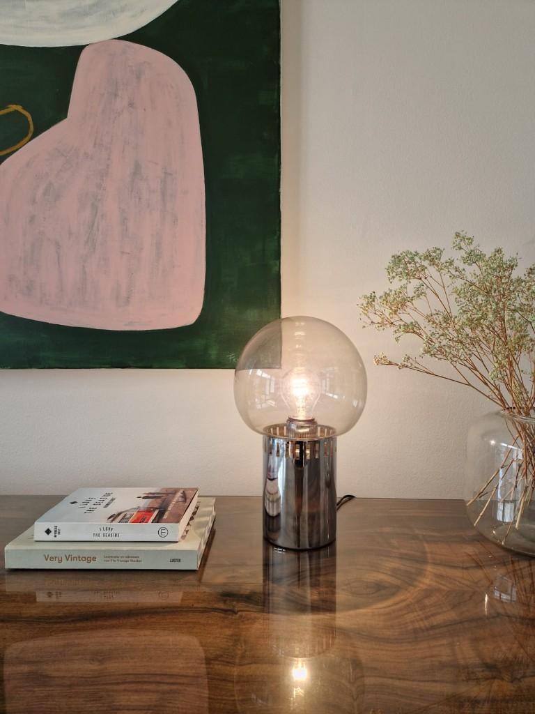 Vintage space-age seventies lamp | bollamp | tafellamp, Verre, Enlèvement, Utilisé, Moins de 50 cm