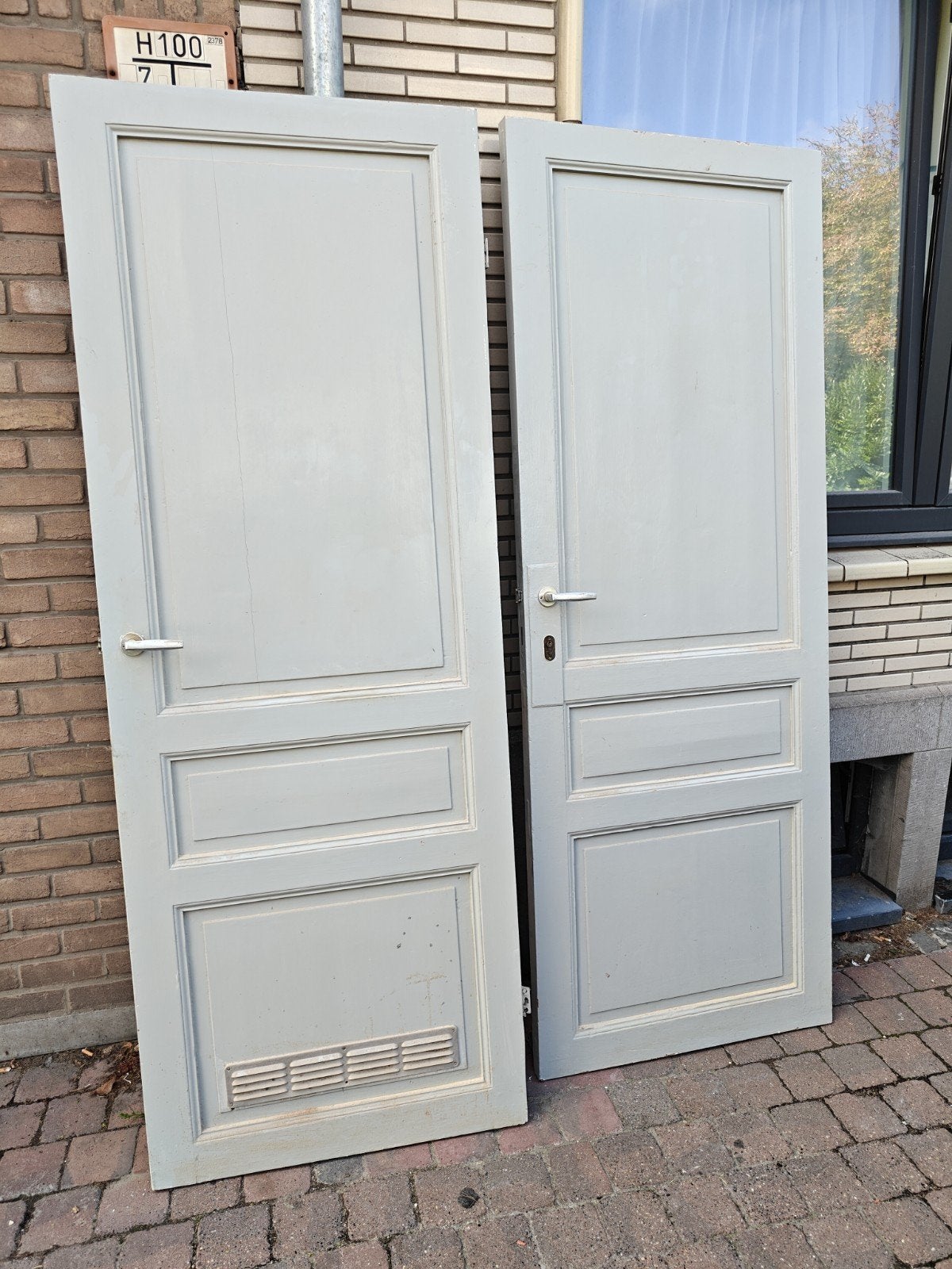 oude paneeldeuren hout 2x, Doe-het-zelf en Bouw, Ophalen, Gebruikt, 80 tot 100 cm, 215 cm of meer