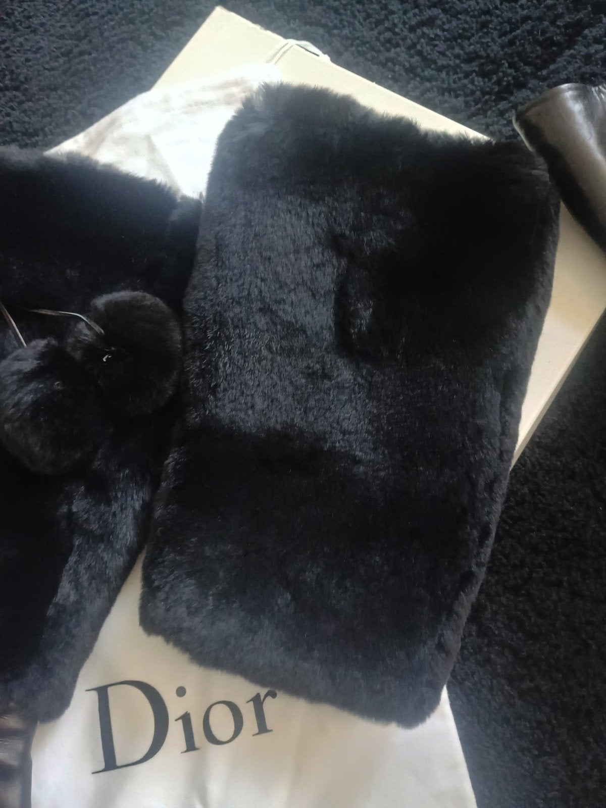 CHRISTIAN DIOR  leren laarzen met zwarte vos bont 37, Verzenden, Zwart