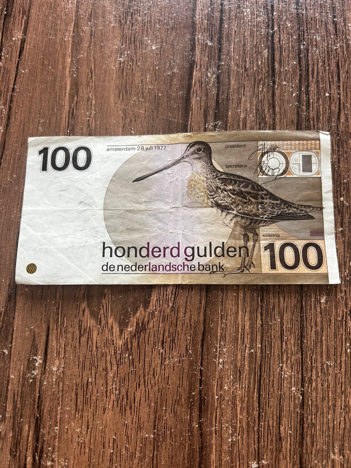 Biljet 100 gulden uit 1977, Timbres & Monnaies, Enlèvement, 100 florins