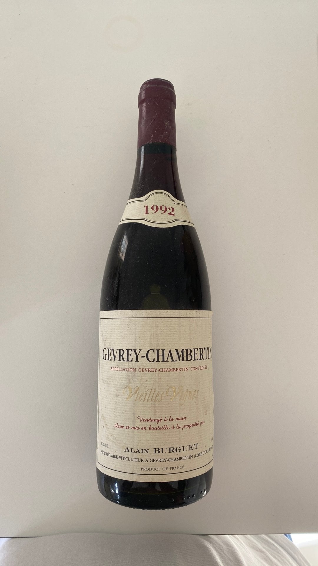 Gevrey-Chambertin Vieilles Vignes 1992 – Alain Burguet, Ophalen of Verzenden, Zo goed als nieuw