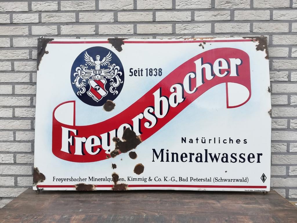 Groot Duits emaille bord van mineraalwater, Ophalen, ., ., .