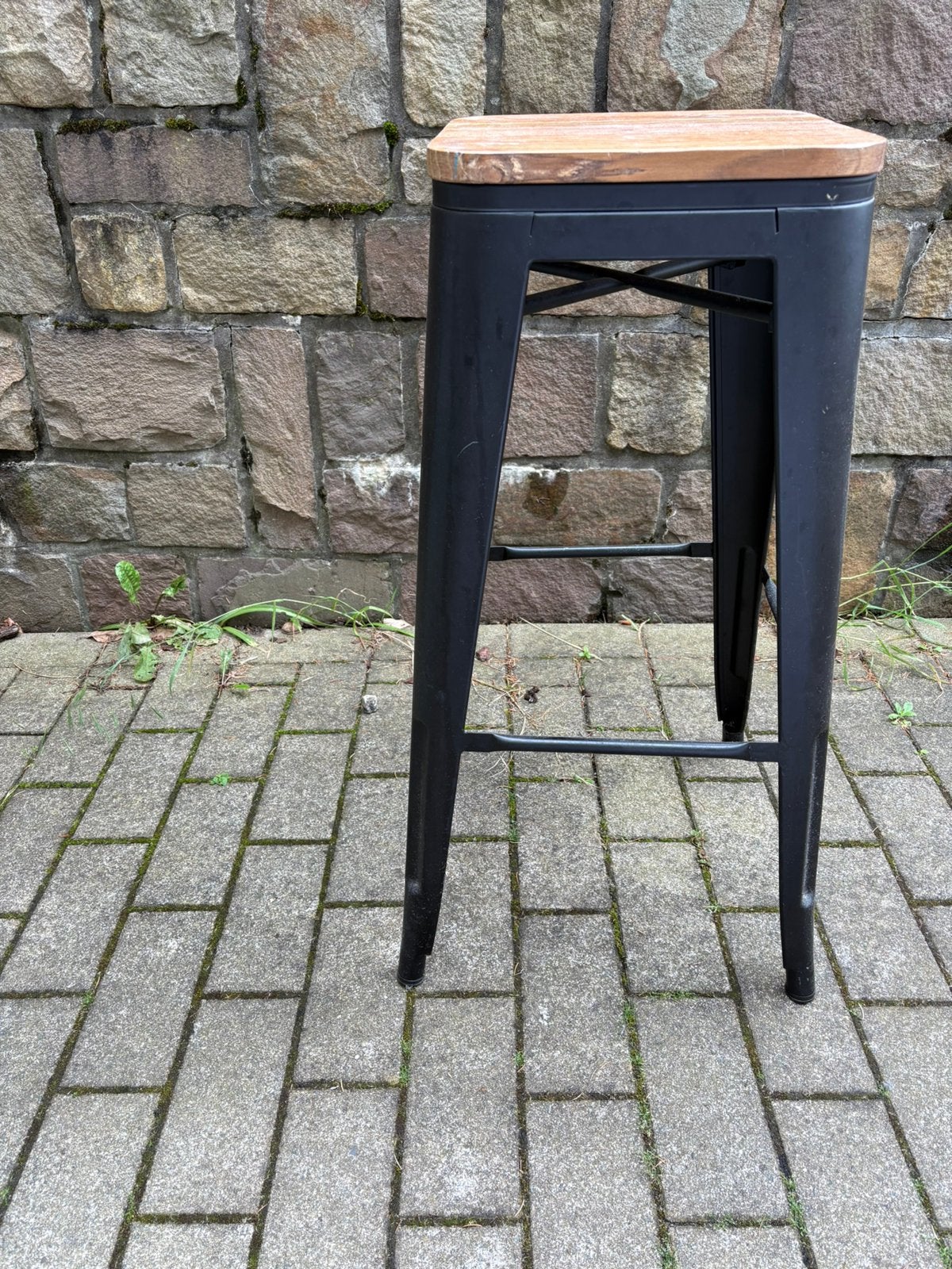Barkruk hout-zwart metaal - doe een bod, Huis en Inrichting, Ophalen, Zo goed als nieuw, Hout