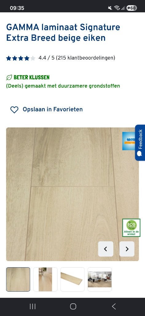 GAMMA laminaat Signature Extra Breed beige eiken, Ophalen, Nieuw, 10 m² of meer, Hout