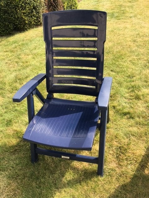 Tuinstoel blauw, Jardin & Terrasse, Chaises de jardin, Enlèvement, Utilisé, Synthétique, Ajustable