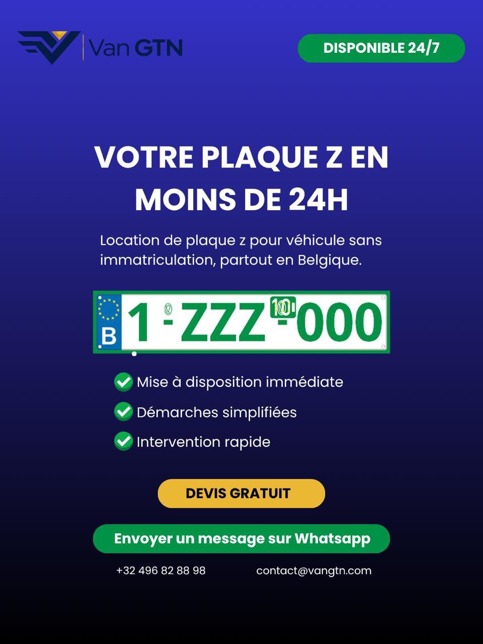Location plaque Z, Enlèvement, Comme neuf