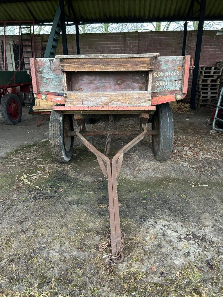 Oude platte wagen/beerkar/ mestkar, Zakelijke goederen, Landbouw | Werktuigen, Ophalen