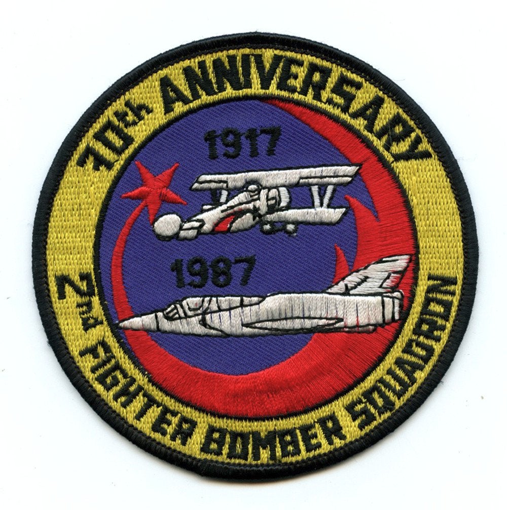 BAF luchtmacht patch 2 sqn FB 70 jaar Mirage 5BA Bierset, Verzenden, Luchtmacht, Embleem of Badge