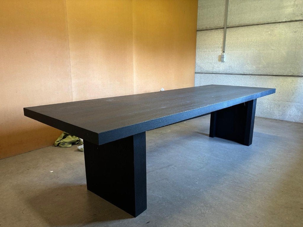 Zwarte stijlvolle eettafel, Huis en Inrichting, Ophalen, Gebruikt, 100 tot 150 cm, 200 cm of meer
