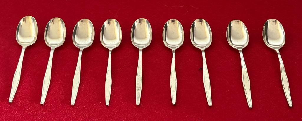 9 verzilverde lepels van Orly Christofle met halve kop, Ophalen of Verzenden, Zilver