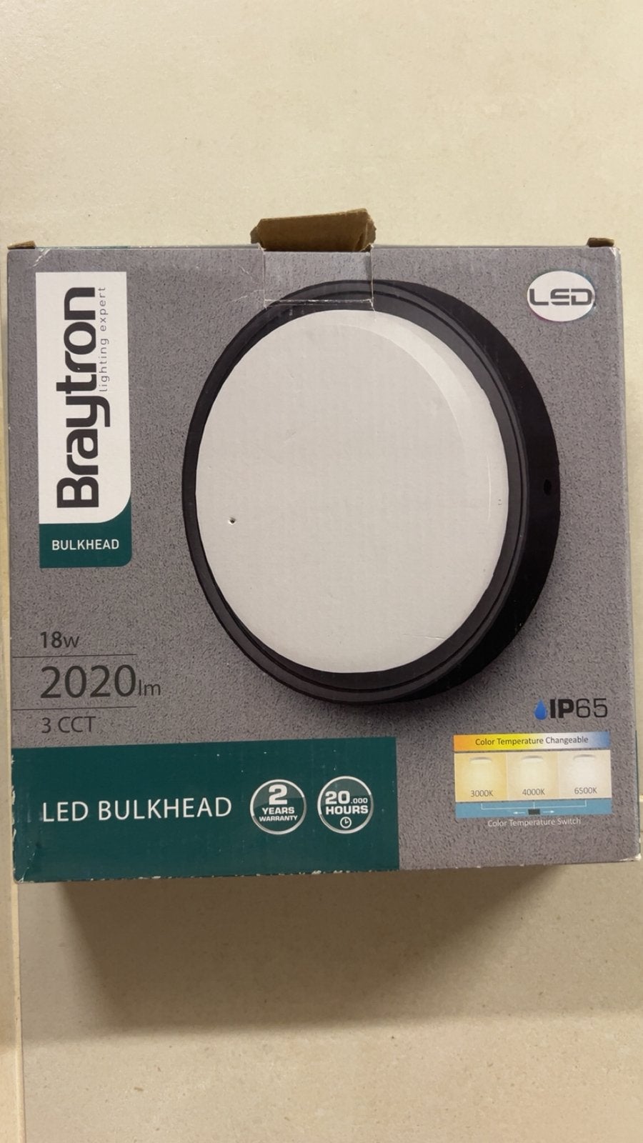 LED Bulkhead 2020LM Zwart IP65 Waterdicht, Huis en Inrichting, Lampen | Spots, Ophalen, Nieuw, LED, Waterdicht
