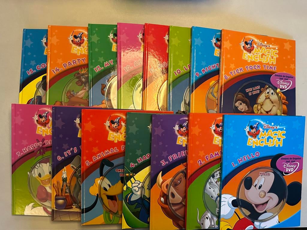 Luister- en leesboeken met CD Engels leren Disney (15 stuks), Boeken, Ophalen, Zo goed als nieuw