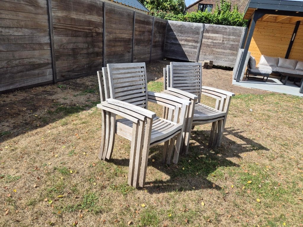 6 tuinstoelen - merk Hartman, Enlèvement, Utilisé, Bois de teck, Empilable